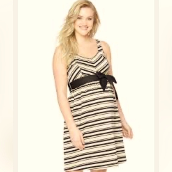 Motherhood Maternity Dresses & Skirts - Motherhood Maternity Dress Pre-Pregnancy Size XL Stripes Belted Beige